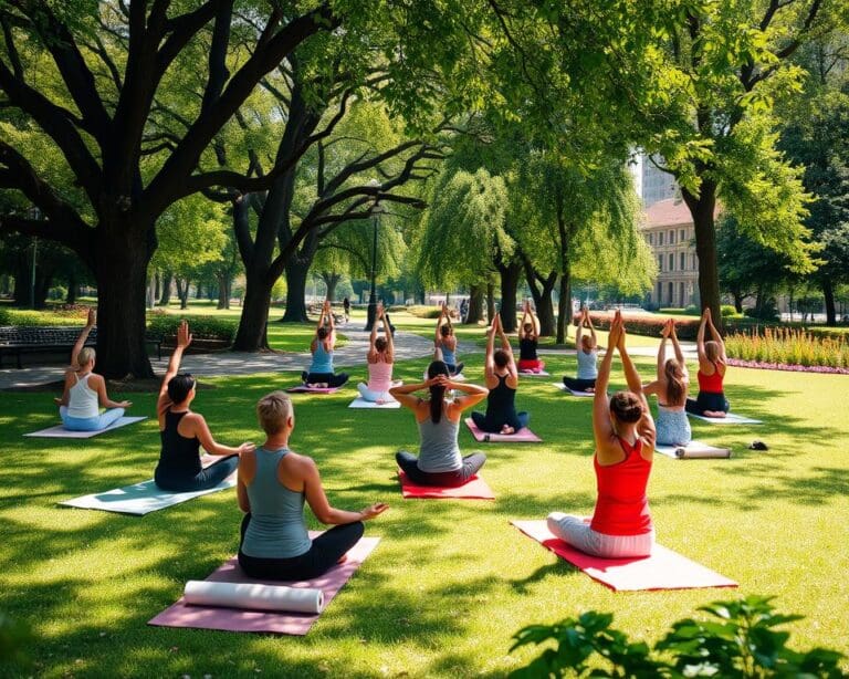 Freiluft-Yoga in Parks