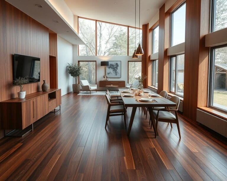 Holzböden im Esszimmer: Pflege und Design vereint