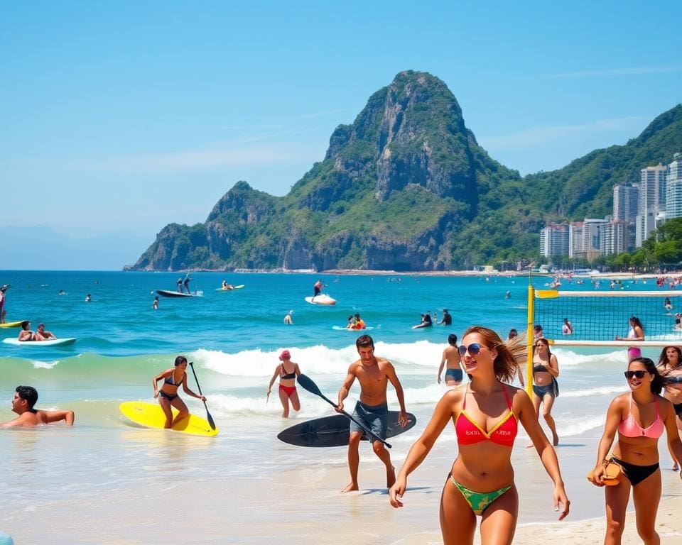 Wassersport und Freizeitaktivitäten an den Stränden in Rio de Janeiro