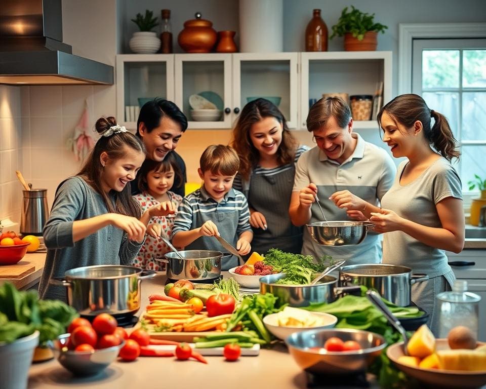 gemeinsames Kochen mit Familie