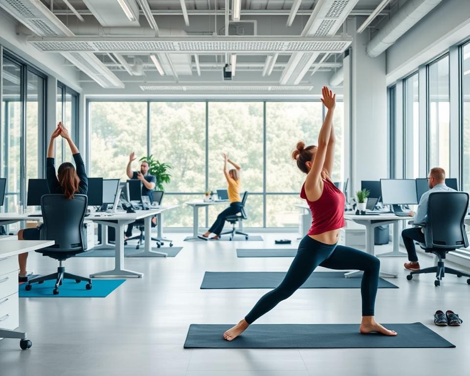 Bürogymnastik und Bewegungsroutine im Büro