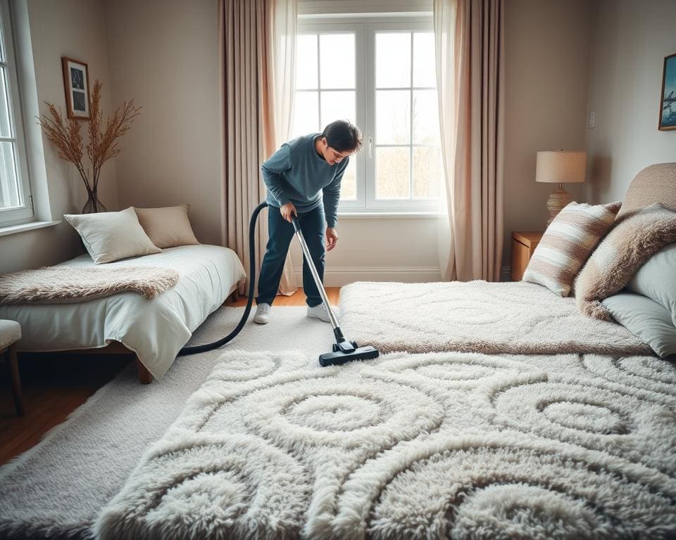 Pflege und Reinigung von gemütlichen Schlafzimmer Teppichen