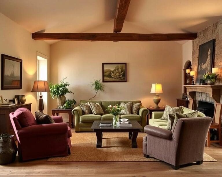 Was sind klassische Farben im Landhaus-Wohnzimmer?