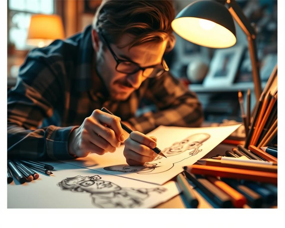 Wie arbeitet ein Karikaturist an Illustrationen?