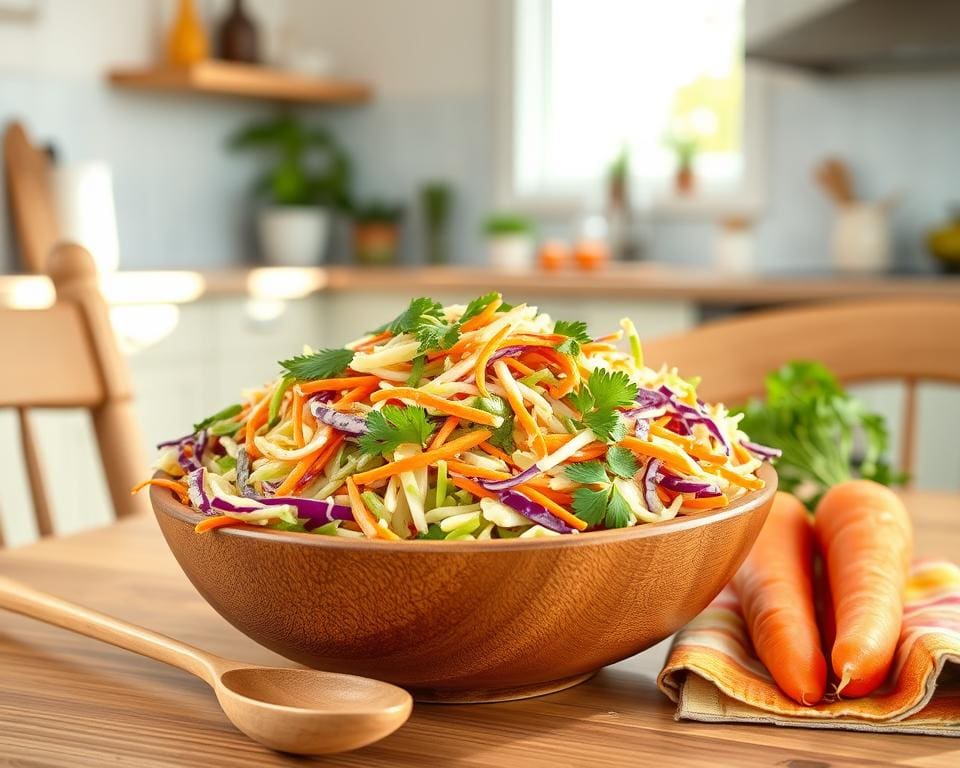Warum ist Coleslaw eine leichte und frische Salatbeilage?